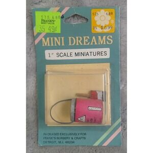 Vintage Mini Dreams 1 Inch Scale Miniature Pink Paint Can and Brush Frank's